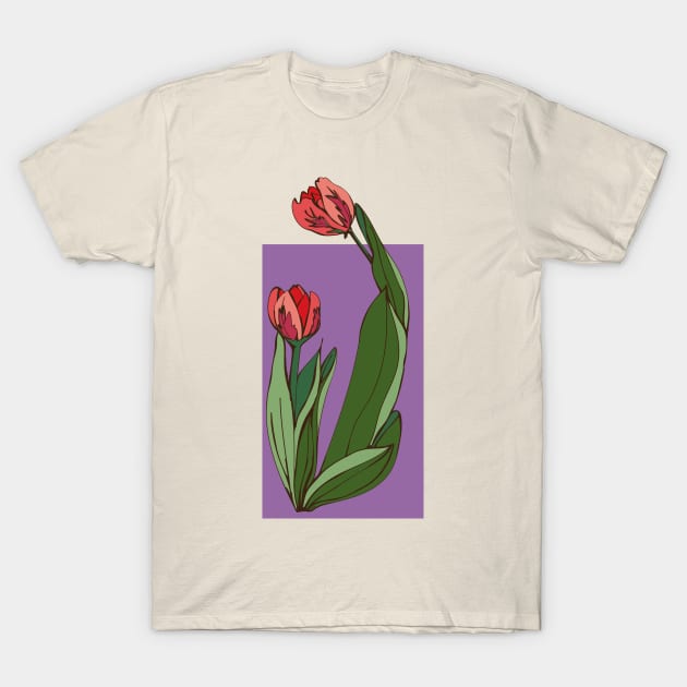 Botanical illustration of the plant tulips T-Shirt by EEVLADA